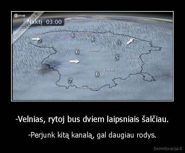 -Velnias, rytoj bus dviem laipsniais šalčiau.