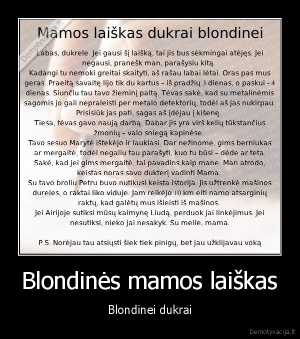 Blondinės mamos laiškas