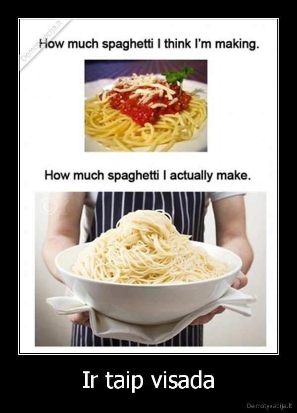 spageti, daug, negerai