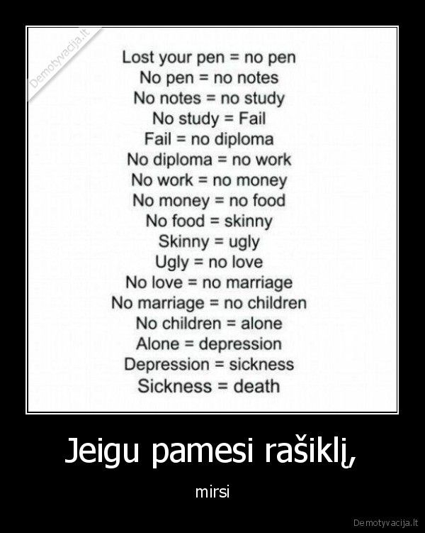 Jeigu pamesi rašiklį,