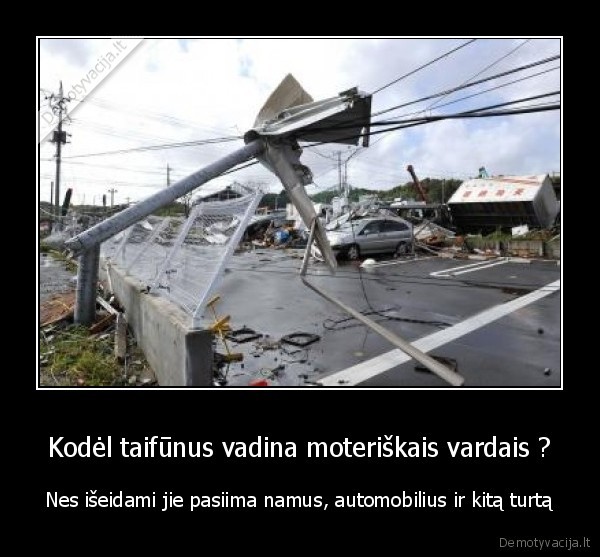 Kodėl taifūnus vadina moteriškais vardais ?