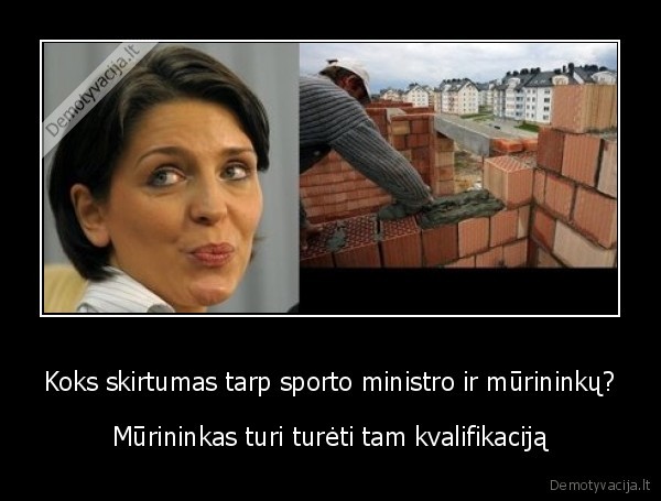 Koks skirtumas tarp sporto ministro ir mūrininkų?