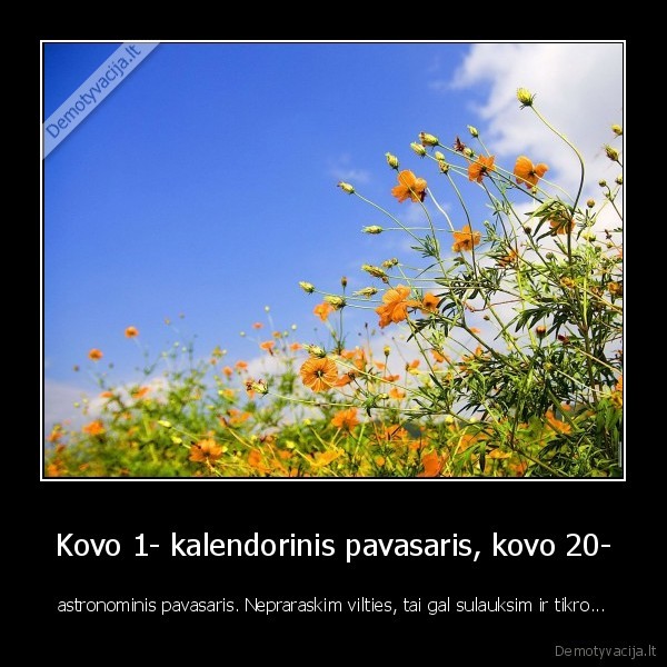 Kovo 1- kalendorinis pavasaris, kovo 20-