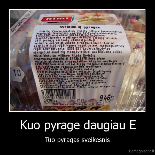 Kuo pyrage daugiau E