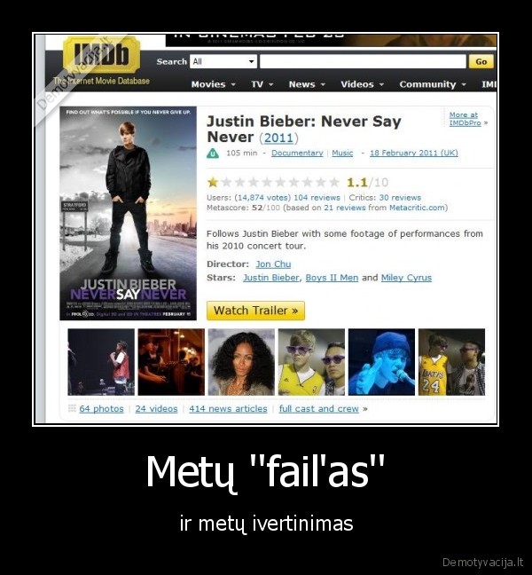 metu, failas, metu, ivertinimas, justin, bieber