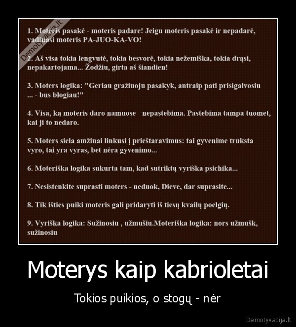 Moterys kaip kabrioletai