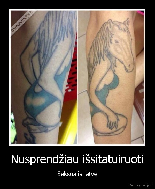 latve,zirgo, galva,tatuiruote,mergina, su, arklio, galva