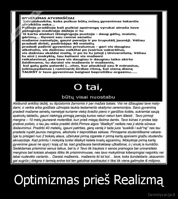 optimizmas, pries, realizma