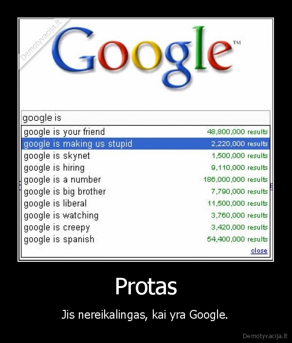 protas,google,nereikalingas,elgoog,demotyvacija