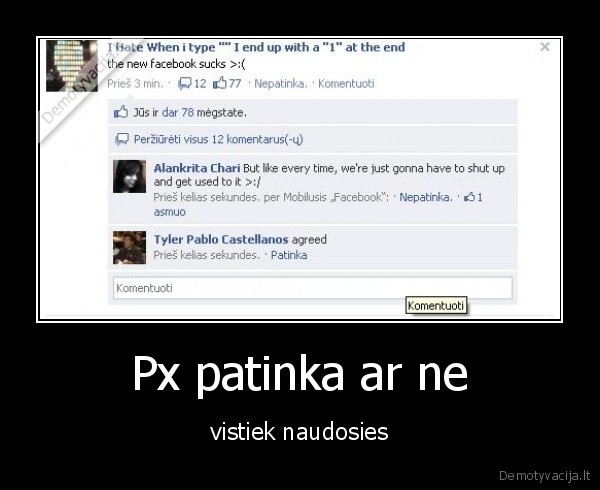 px, patinka, nepatinka, facebook, papai