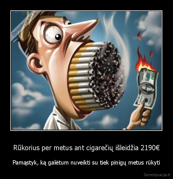 Rūkorius per metus ant cigarečių išleidžia 2190€