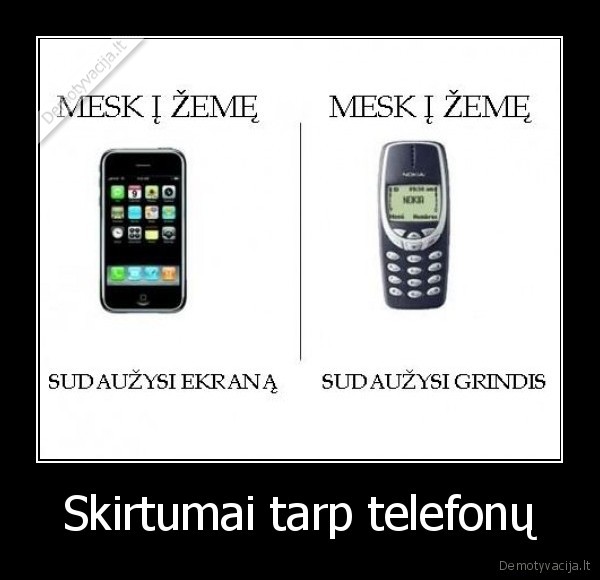 Skirtumai tarp telefonų