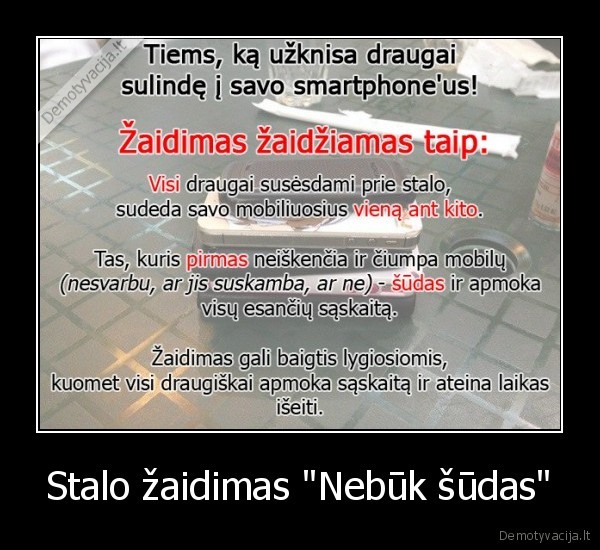 Stalo žaidimas &quot;Nebūk šūdas&quot;