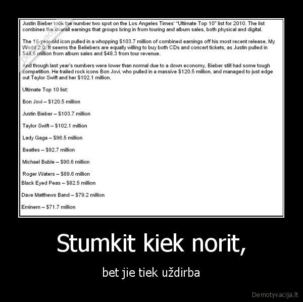 Stumkit kiek norit,