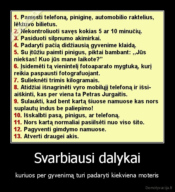 Svarbiausi dalykai