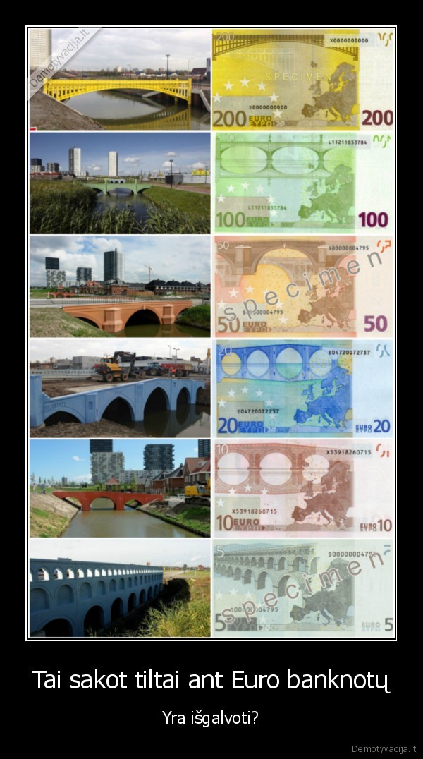 isgalvoti, tiltai,euro, banknotai,euro, tiltai