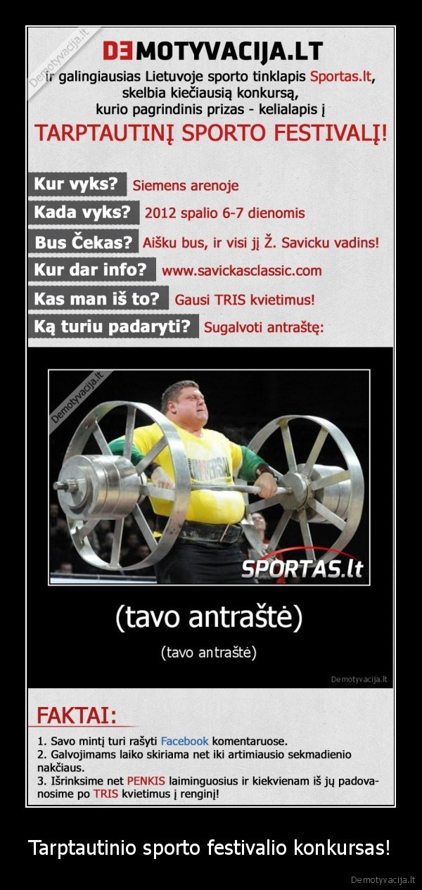 Tarptautinio sporto festivalio konkursas!