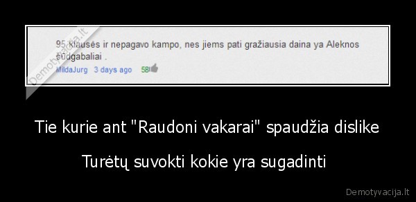 Tie kurie ant &quot;Raudoni vakarai&quot; spaudžia dislike