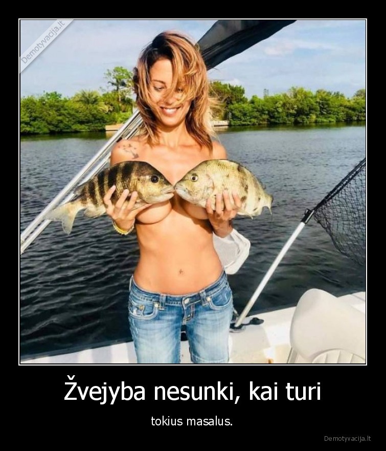 mergina,masalas,zuvys,zvejyba,papai