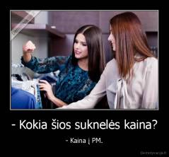 - Kokia šios suknelės kaina? - - Kaina į PM.