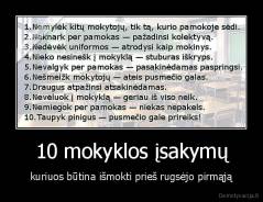 10 mokyklos įsakymų - kuriuos būtina išmokti prieš rugsėjo pirmąją