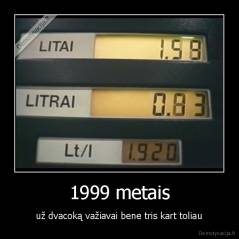 1999 metais - už dvacoką važiavai bene tris kart toliau