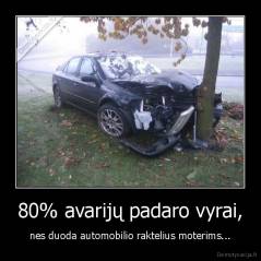 80% avarijų padaro vyrai, - nes duoda automobilio raktelius moterims...