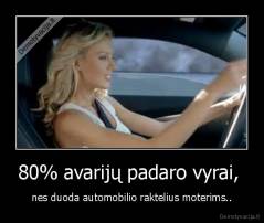 80% avarijų padaro vyrai,  - nes duoda automobilio raktelius moterims..