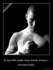 Aš moku MMA, karate, boksa, bushido, imtynes ir... - Kitų baisių žodžių.