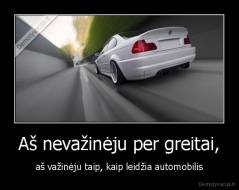 Aš nevažinėju per greitai, - aš važinėju taip, kaip leidžia automobilis