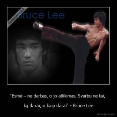 "Esmė – ne darbas, o jo atlikimas. Svarbu ne tai,  - ką darai, o kaip darai" - Bruce Lee