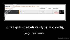 Euras gali išgelbeti valstybę nuo skolų, - jei jo neįsivesim.