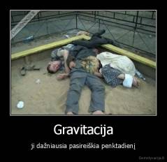 Gravitacija - ji dažniausia pasireiškia penktadienį