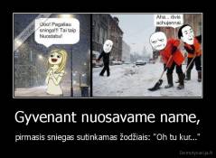 Gyvenant nuosavame name, - pirmasis sniegas sutinkamas žodžiais: "Oh tu kur..."