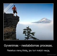 Gyvenimas - nestabdomas procesas. - Pasiekus vieną tikslą, jau turi matyti naują.