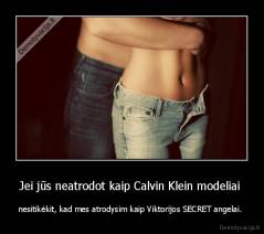 Jei jūs neatrodot kaip Calvin Klein modeliai  - nesitikėkit, kad mes atrodysim kaip Viktorijos SECRET angelai. 