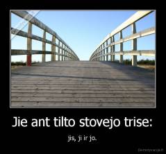 Jie ant tilto stovejo trise: - jis, ji ir jo.