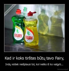 Kad ir koks tirštas būtų tavo Fairy, - Indų vistiek neišplausi tol, kol neliks iš ko valgyti...