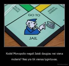 Kodėl Monopolio negali žaisti daugiau nei viena - moteris? Nes yra tik vienas lygintuvas.