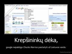 Krepšininkų dėka, - google nepabūgo Chucko Norriso pastatyti už Lietuvos vardo.