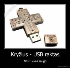 Kryžius - USB raktas - Nes Dievas saugo