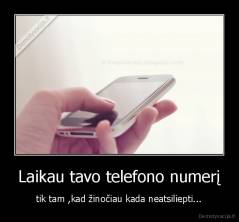 Laikau tavo telefono numerį - tik tam ,kad žinočiau kada neatsiliepti...