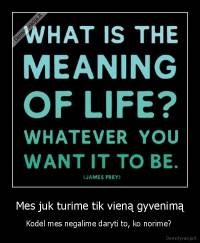 Mes juk turime tik vieną gyvenimą - Kodėl mes negalime daryti to, ko norime? 