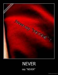 NEVER - say "NEVER" 