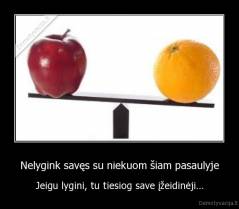 Nelygink savęs su niekuom šiam pasaulyje - Jeigu lygini, tu tiesiog save įžeidinėji...