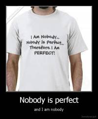 Nobody is perfect - and I am nobody