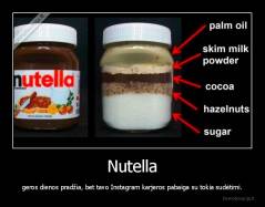 Nutella - geros dienos pradžia, bet tavo Instagram karjeros pabaiga su tokia sudėtimi.