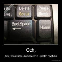 Och, - Kiek tiesos suėdė „Backspace“ ir „Delete“ mygtukai