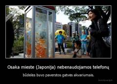 Osaka mieste (Japonija) nebenaudojamos telefonų - būdelės buvo paverstos gatvės akvariumais.