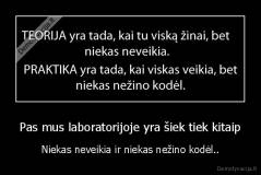 Pas mus laboratorijoje yra šiek tiek kitaip - Niekas neveikia ir niekas nežino kodėl..